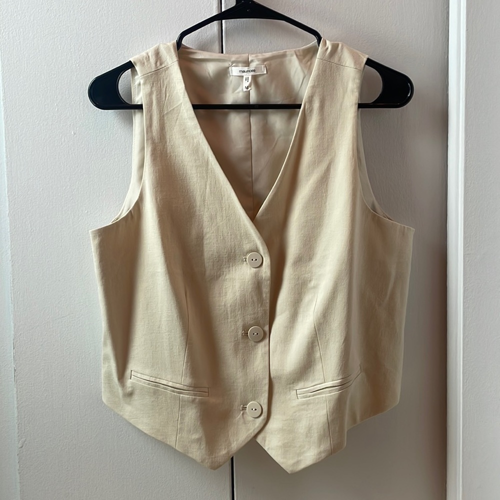 Cream Linen-feel Vest